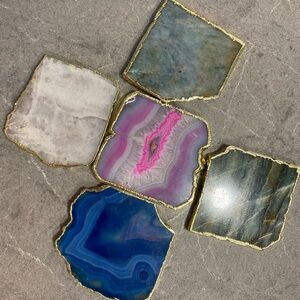 Anthropologie Agate Crystal Coasters Set of 5